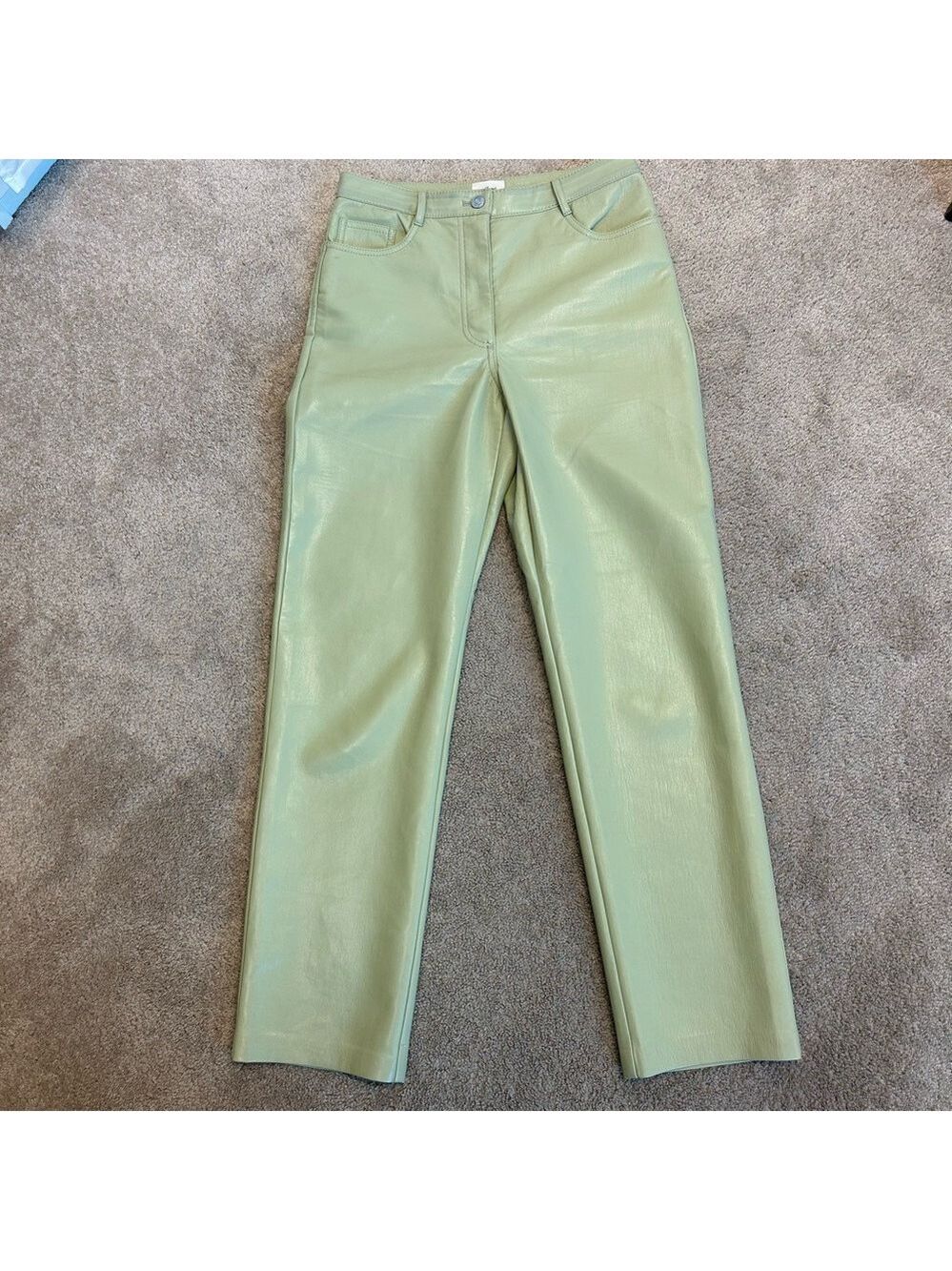 Aritzia Wilfred light green Melina pants faux leather pleather vegan Sz 6 - Picture 2 of 11